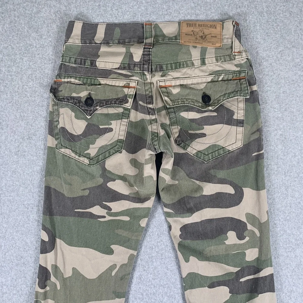 True Religion Straight Flap Camo Jeans Mens 28 Taupe Straight Leg Pants